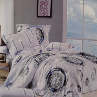 精致睡眠新體驗 AB版緞格絲光棉小提花印花四件套，家居日用品批發優選